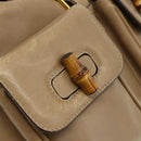 GUCCI Bamboo Backpack Leather Beige Gold 003 1998 0016 Auth 177214-16