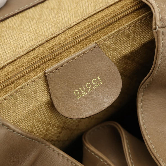 GUCCI Bamboo Backpack Leather Beige Gold 003 1998 0016 Auth 177214