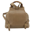 GUCCI Bamboo Backpack Leather Beige Gold 003 1998 0016 Auth 177214-3