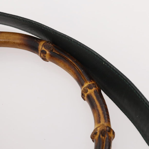 GUCCI Bamboo Shoulder Bag Suede 2way Black Gold 001 1705 1638 Auth 177216