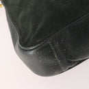 GUCCI Bamboo Shoulder Bag Suede 2way Black Gold 001 1705 1638 Auth 177216-13
