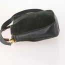 GUCCI Bamboo Shoulder Bag Suede 2way Black Gold 001 1705 1638 Auth 177216-5