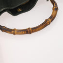 GUCCI Bamboo Shoulder Bag Suede 2way Black Gold 001 1705 1638 Auth 177216-9