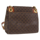 CELINE Macadam Canvas Chain Shoulder Bag PVC Leather Brown Gold Auth 177217-1