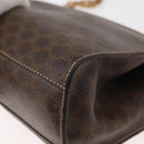 CELINE Macadam Canvas Chain Shoulder Bag PVC Leather Brown Gold Auth 177217-14