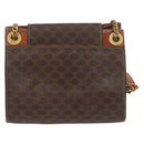 CELINE Macadam Canvas Chain Shoulder Bag PVC Leather Brown Gold Auth 177217-13