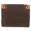 CELINE Macadam Canvas Chain Shoulder Bag PVC Leather Brown Gold Auth 177217-2