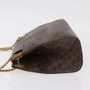 CELINE Macadam Canvas Chain Shoulder Bag PVC Leather Brown Gold Auth 177217-4