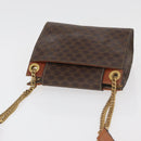 CELINE Macadam Canvas Chain Shoulder Bag PVC Leather Brown Gold Auth 177217-6