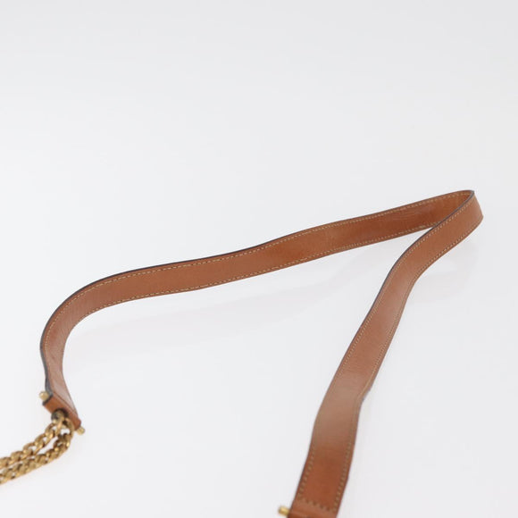 CELINE Macadam Canvas Chain Shoulder Bag PVC Leather Brown Gold Auth 177217