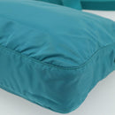 PRADA Shoulder Bag Nylon Turquoise Blue Silver Auth 177218A-15