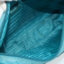 PRADA Shoulder Bag Nylon Turquoise Blue Silver Auth 177218A-11