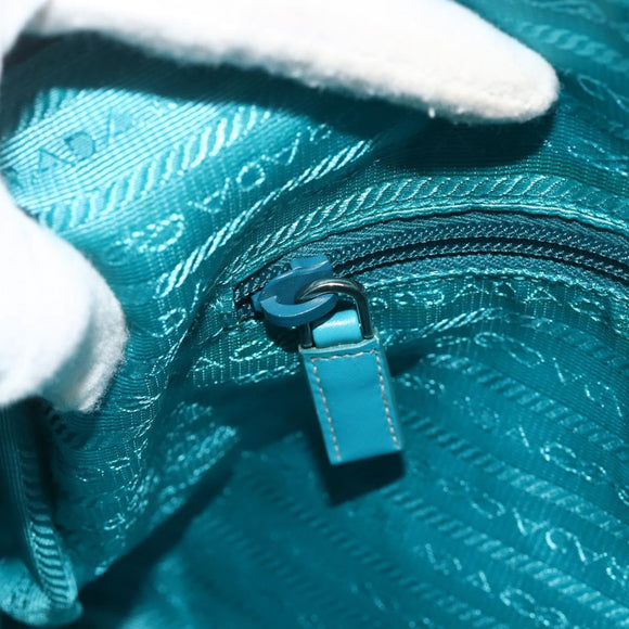 PRADA Shoulder Bag Nylon Turquoise Blue Silver Auth 177218A