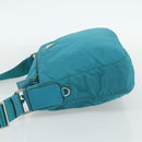 PRADA Shoulder Bag Nylon Turquoise Blue Silver Auth 177218A-3