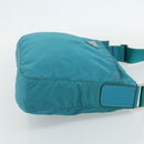 PRADA Shoulder Bag Nylon Turquoise Blue Silver Auth 177218A-4