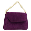 Salvatore Ferragamo Hand Bag Suede Purple Gold Auth 177219A-1