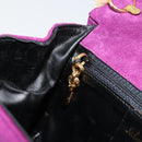 Salvatore Ferragamo Hand Bag Suede Purple Gold Auth 177219A-19