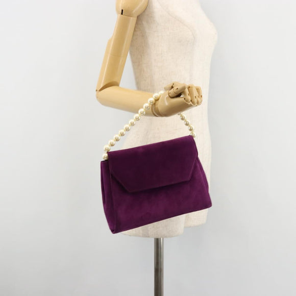 Salvatore Ferragamo Hand Bag Suede Purple Gold Auth 177219A
