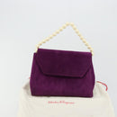 Salvatore Ferragamo Hand Bag Suede Purple Gold Auth 177219A-22