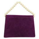 Salvatore Ferragamo Hand Bag Suede Purple Gold Auth 177219A-3