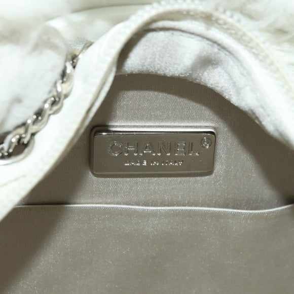 CHANEL Chain Shoulder Bag Fur White Silver CC Auth 177221V