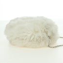 CHANEL Chain Shoulder Bag Fur White Silver CC Auth 177221V-4