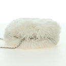 CHANEL Chain Shoulder Bag Fur White Silver CC Auth 177221V-5