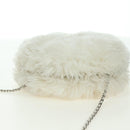 CHANEL Chain Shoulder Bag Fur White Silver CC Auth 177221V-6