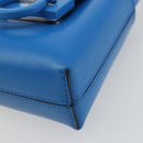 Salvatore Ferragamo Gancini Hand Bag Leather Blue Silver Auth 177222A-9