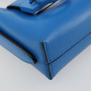 Salvatore Ferragamo Gancini Hand Bag Leather Blue Silver Auth 177222A-14