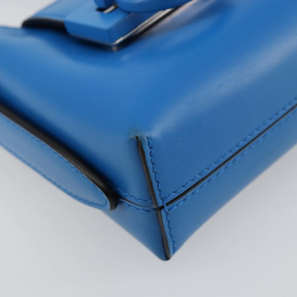 Salvatore Ferragamo Gancini Hand Bag Leather Blue Silver Auth 177222A