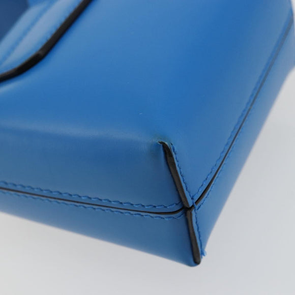 Salvatore Ferragamo Gancini Hand Bag Leather Blue Silver Auth 177222A