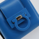 Salvatore Ferragamo Gancini Hand Bag Leather Blue Silver Auth 177222A-17
