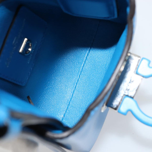 Salvatore Ferragamo Gancini Hand Bag Leather Blue Silver Auth 177222A