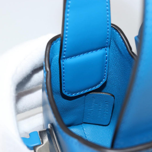 Salvatore Ferragamo Gancini Hand Bag Leather Blue Silver Auth 177222A