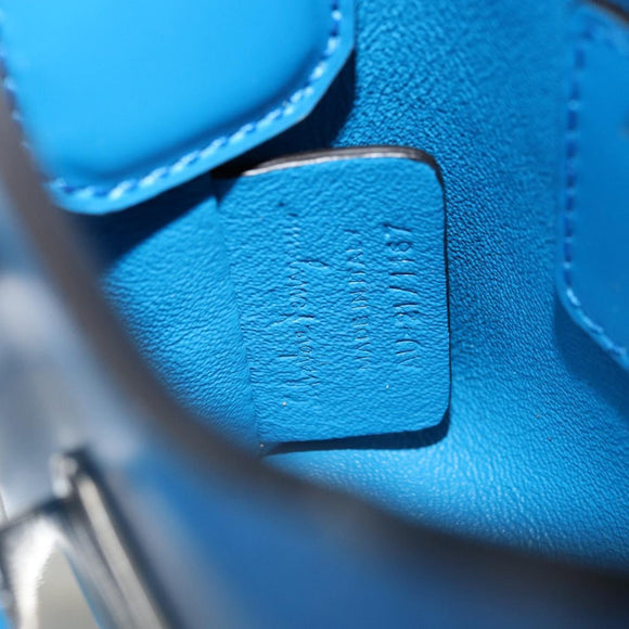 Salvatore Ferragamo Gancini Hand Bag Leather Blue Silver Auth 177222A