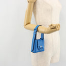 Salvatore Ferragamo Gancini Hand Bag Leather Blue Silver Auth 177222A-20