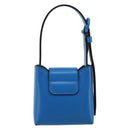 Salvatore Ferragamo Gancini Hand Bag Leather Blue Silver Auth 177222A-2