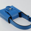 Salvatore Ferragamo Gancini Hand Bag Leather Blue Silver Auth 177222A-6