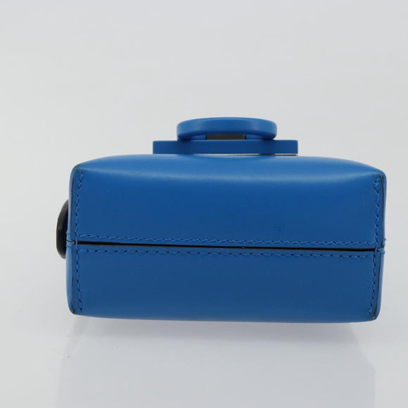 Salvatore Ferragamo Gancini Hand Bag Leather Blue Silver Auth 177222A