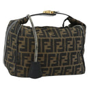 FENDI Zucca Canvas Hand Bag Black Brown Auth 177235-1
