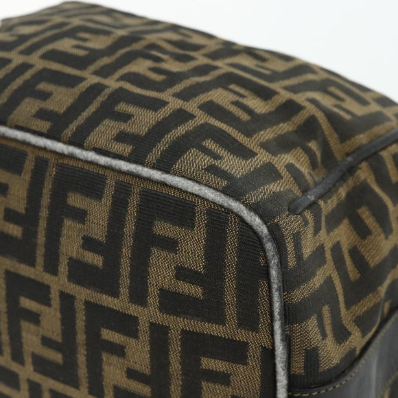 FENDI Zucca Canvas Hand Bag Black Brown Auth 177235