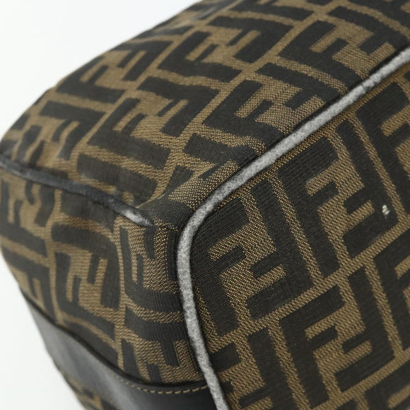 FENDI Zucca Canvas Hand Bag Black Brown Auth 177235