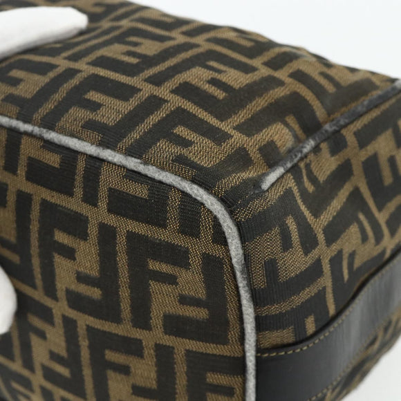 FENDI Zucca Canvas Hand Bag Black Brown Auth 177235