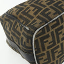 FENDI Zucca Canvas Hand Bag Black Brown Auth 177235-14