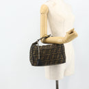 FENDI Zucca Canvas Hand Bag Black Brown Auth 177235-22