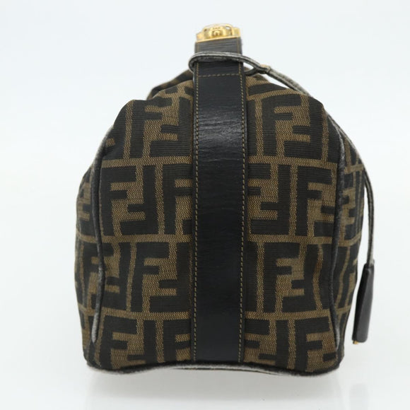 FENDI Zucca Canvas Hand Bag Black Brown Auth 177235