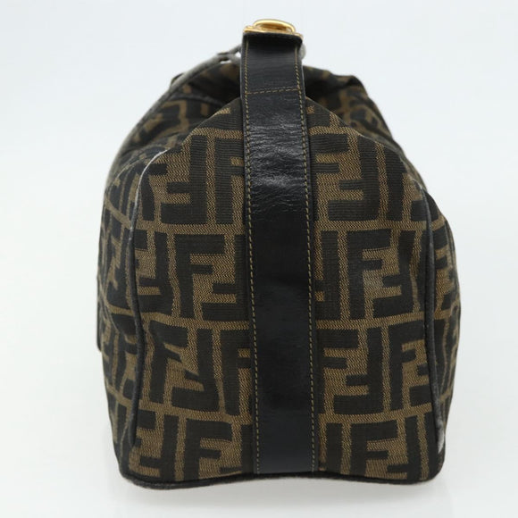 FENDI Zucca Canvas Hand Bag Black Brown Auth 177235