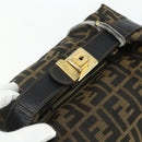 FENDI Zucca Canvas Hand Bag Black Brown Auth 177235-6