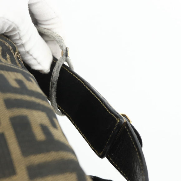FENDI Zucca Canvas Hand Bag Black Brown Auth 177235